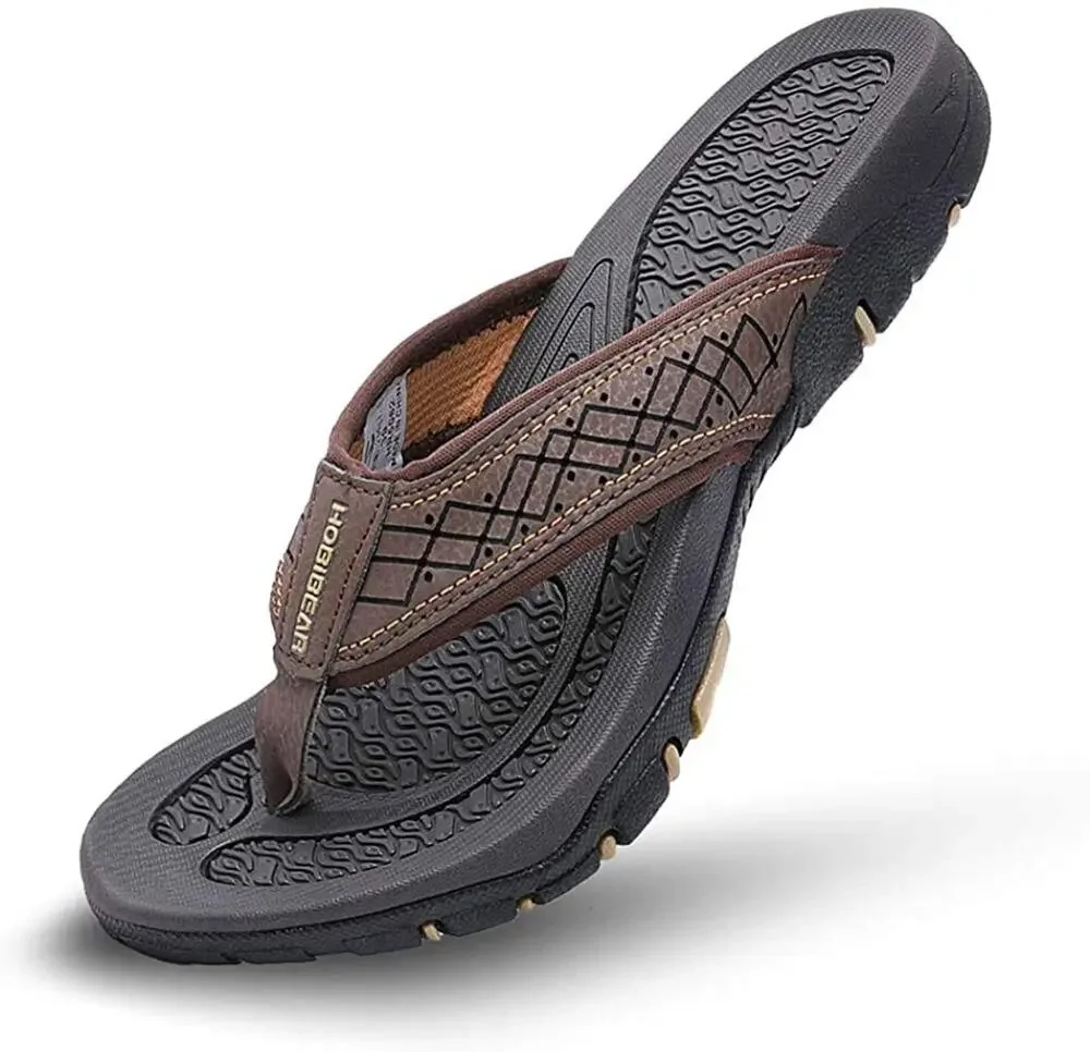 JITUUE FLIP FLOPS FOR MEN WATERPROOF WITH ARCH SUPPORT SANDALS (BROWN,US 12)